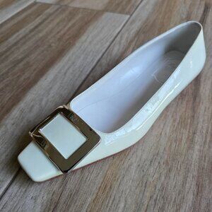 Roger Vivier Ballerinas Bone White Patent Leather Shoes Eur. 37 CLEARANCE